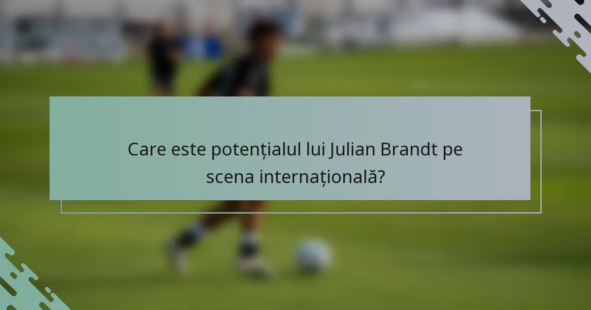 Care este potențialul lui Julian Brandt pe scena internațională?