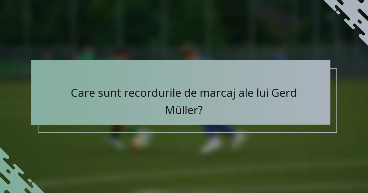 Care sunt recordurile de marcaj ale lui Gerd Müller?