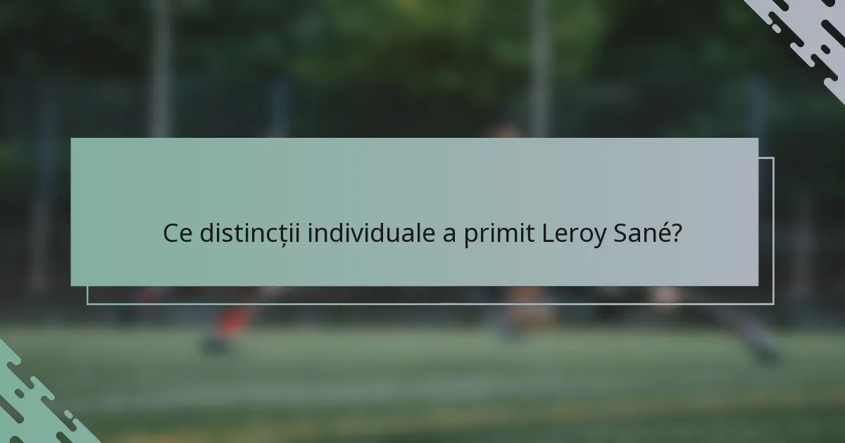 Ce distincții individuale a primit Leroy Sané?